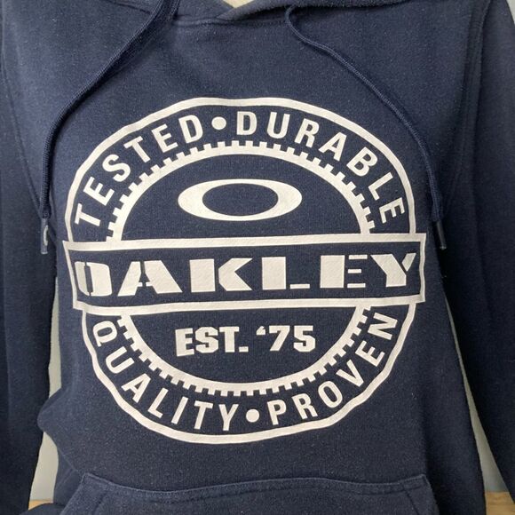 Oakley, Navy blue & White Graphic Drawstring Hoodie Small Unisex Outerwear Small - Picture 2 of 9